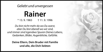 Traueranzeige von Rainer - von Rüsselsheimer Echo, Groß-Gerauer-Echo, Ried Echo