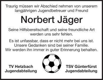 Traueranzeige von Norbert Jäger von Odenwälder Echo