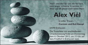 Traueranzeige von Alex Viél von Echo-Zeitungen (Gesamtausgabe)
