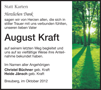 Traueranzeige von August Kraft von Odenwälder Echo