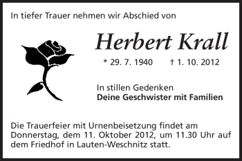 Traueranzeige von Herbert Krall von Starkenburger Echo