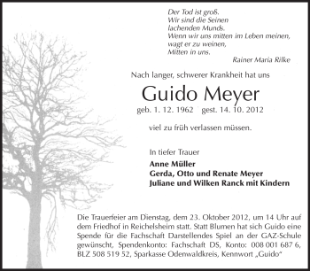 Traueranzeige von Guido Meyer von Odenwälder Echo