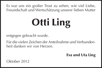 Traueranzeige von Otti Ling von Echo-Zeitungen (Gesamtausgabe)