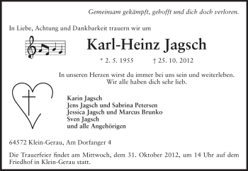Traueranzeige von Karl-Heinz Jagsch von Echo-Zeitungen (Gesamtausgabe)