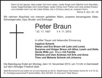 Traueranzeige von Peter Braun von Echo-Zeitungen (Gesamtausgabe)