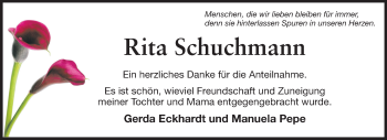 Traueranzeige von Rita Schuchmann von Echo-Zeitungen (Gesamtausgabe)