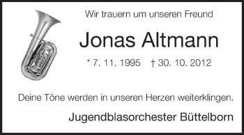 Traueranzeige von Jonas Altmann von Rüsselsheimer Echo, Groß-Gerauer-Echo, Ried Echo