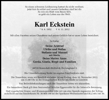 Traueranzeige von Karl Eckstein von Odenwälder Echo