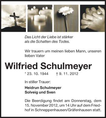 Traueranzeige von Wilfried Schulmeyer von Echo-Zeitungen (Gesamtausgabe)