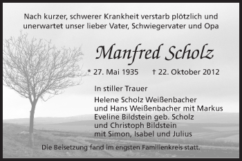 Traueranzeige von Manfred Scholz von Odenwälder Echo