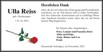 Traueranzeige von Ulla Reiss von Echo-Zeitungen (Gesamtausgabe)
