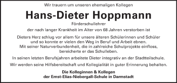 Traueranzeige von Hans-Dieter Hoppmann von Echo-Zeitungen (Gesamtausgabe)