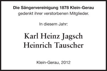 Traueranzeige von Karl Heinz Jagsch von Rüsselsheimer Echo, Groß-Gerauer-Echo, Ried Echo