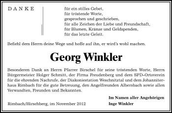 Traueranzeige von Georg Winkler von Starkenburger Echo