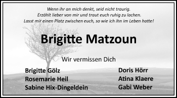 Traueranzeige von Brigitte Matzoun von Odenwälder Echo