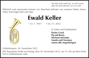 Traueranzeige von Ewald Keller von Echo-Zeitungen (Gesamtausgabe)