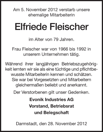 Traueranzeige von Elfriede Fleischer von Echo-Zeitungen (Gesamtausgabe)