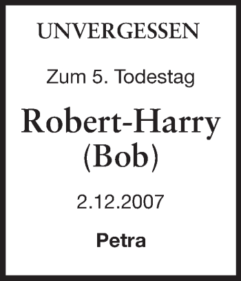 Traueranzeige von Robert-Harry Geissler von Echo-Zeitungen (Gesamtausgabe)