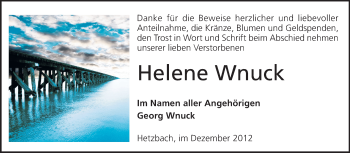 Traueranzeige von Georg Wnuck von Odenwälder Echo