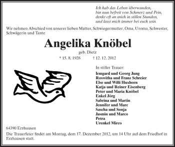 Traueranzeige von Angelika Knöbel von Echo-Zeitungen (Gesamtausgabe)