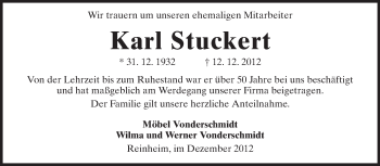 Traueranzeige von Karl Stuckert von Echo-Zeitungen (Gesamtausgabe)