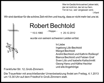 Traueranzeige von Robert Bechtold von Echo-Zeitungen (Gesamtausgabe)