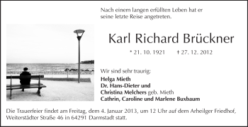 Traueranzeige von Karl Richard Brückner von Echo-Zeitungen (Gesamtausgabe)