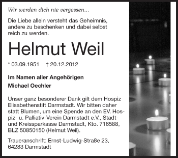 Traueranzeige von Helmut Weil von Echo-Zeitungen (Gesamtausgabe)