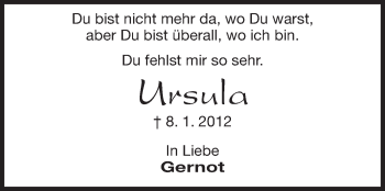 Traueranzeige von Ursula John von Darmstädter Echo, Odenwälder Echo, Rüsselsheimer Echo, Groß-Gerauer-Echo, Ried Echo