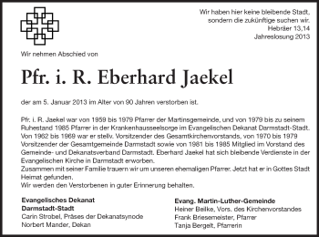 Traueranzeige von Eberhard Jaekel von Echo-Zeitungen (Gesamtausgabe)