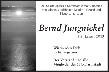 Traueranzeige von Bernd Jungnickel von Echo-Zeitungen (Gesamtausgabe)