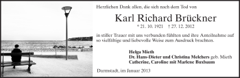 Traueranzeige von Karl Richard Brückner von Echo-Zeitungen (Gesamtausgabe)