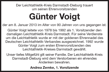 Traueranzeige von Günter Voigt von Echo-Zeitungen (Gesamtausgabe)