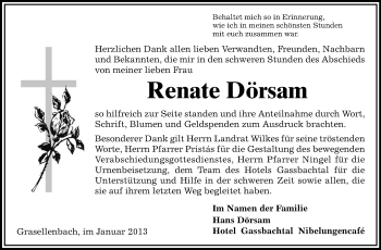 Traueranzeige von Renate Dörsam von Echo-Zeitungen (Gesamtausgabe)