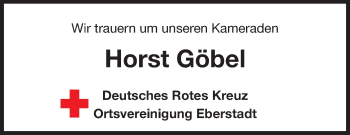 Traueranzeige von Horst Göbel von Echo-Zeitungen (Gesamtausgabe)