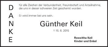 Traueranzeige von Günther Keil von Echo-Zeitungen (Gesamtausgabe)