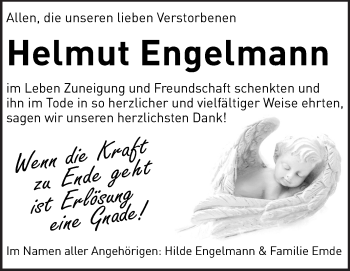 Traueranzeige von Helmut Engelmann von Rüsselsheimer Echo, Groß-Gerauer-Echo, Ried Echo