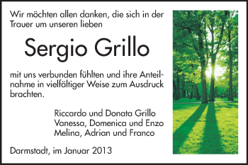 Traueranzeige von Sergio Grillo von Echo-Zeitungen (Gesamtausgabe)
