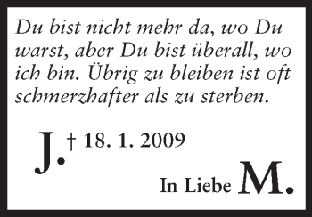 Traueranzeige von J  von Echo-Zeitungen (Gesamtausgabe)