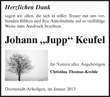 Traueranzeige von Johann Keufel von Echo-Zeitungen (Gesamtausgabe)