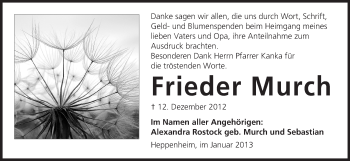 Traueranzeige von Frieder Murch von Starkenburger Echo