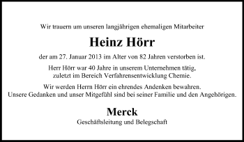 Traueranzeige von Heinz Hörr von Echo-Zeitungen (Gesamtausgabe)