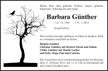 Traueranzeige von Barbara Günther von Echo-Zeitungen (Gesamtausgabe)