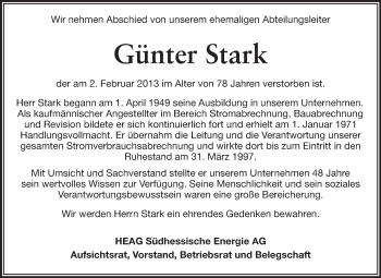 Traueranzeige von Günter Stark von Echo-Zeitungen (Gesamtausgabe)