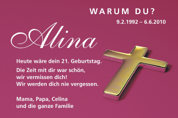 Traueranzeige von Alina  von Odenwälder Echo