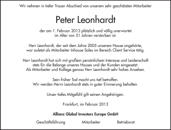 Traueranzeige von Peter Leonhardt von Rüsselsheimer Echo, Groß-Gerauer-Echo, Ried Echo