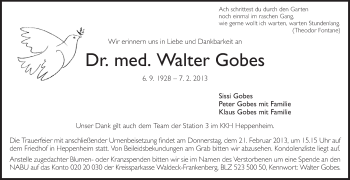 Traueranzeige von Walter Gobes von Starkenburger Echo