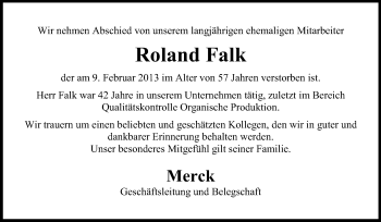 Traueranzeige von Roland Falk von Echo-Zeitungen (Gesamtausgabe)