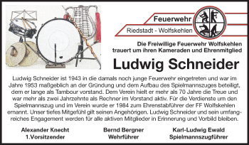 Traueranzeige von Ludwig Schneider von Rüsselsheimer Echo, Groß-Gerauer-Echo, Ried Echo
