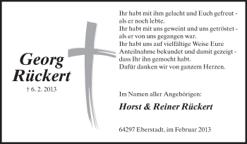 Traueranzeige von Georg Rückert von Echo-Zeitungen (Gesamtausgabe)